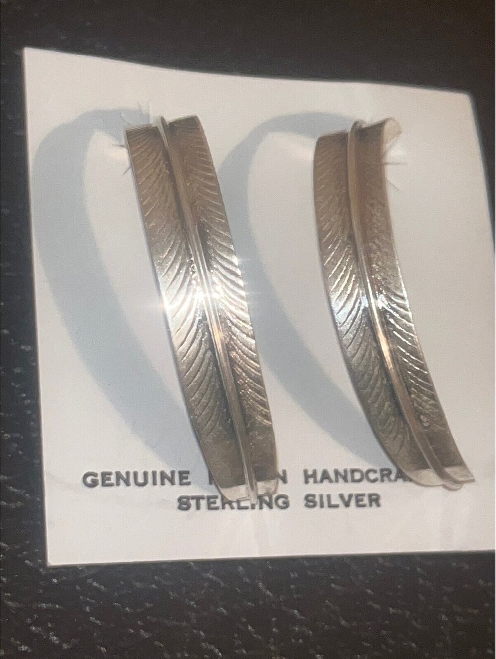 Native American Navajo handmade sterling earrings feather